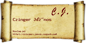 Czinger János névjegykártya