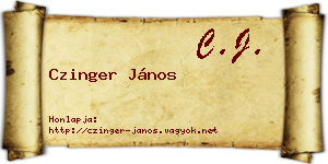 Czinger János névjegykártya